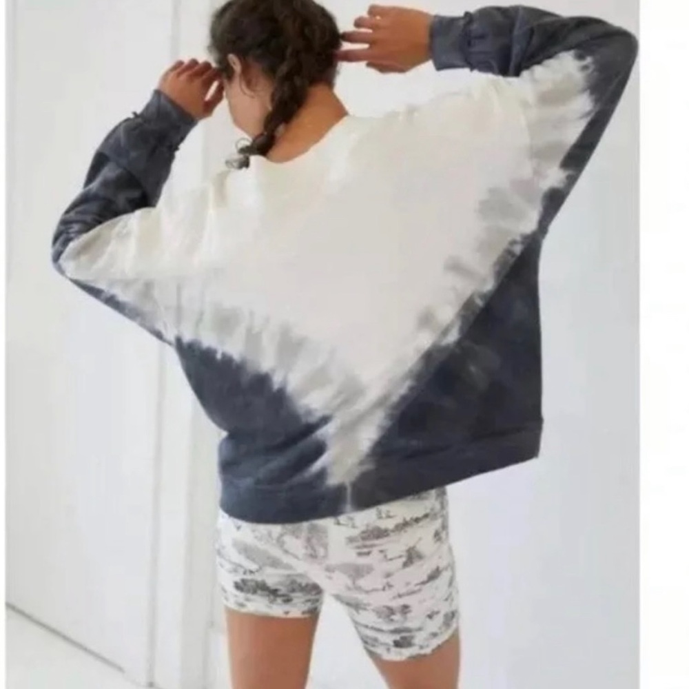 NWT Free People Oversized Black Combo Ombré Metti Crew Sweatshirt S/M
